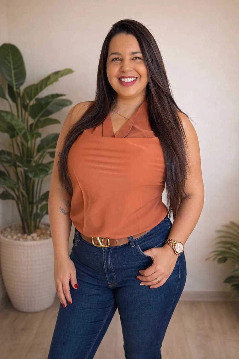 Blusa Gola Cascata Terra - BOSS FEMME em Itatiba SP